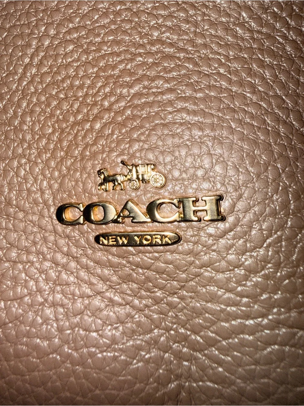 Coach Leather Shoulder Bag - Rose Taupe with Gold Hardware